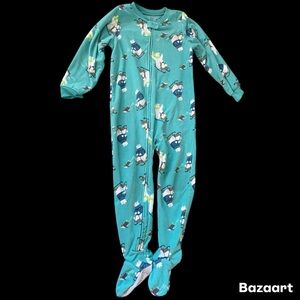 5T Boys Blue Sledding Polar Bear Footie Pajamas Carters